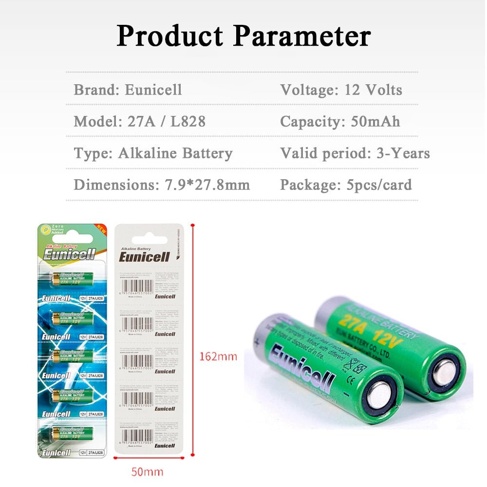 10-pack 27A/L828 12V Alkaline Batterier - MaxaLusten