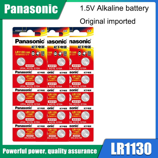 30-pack Panasonic LR1130 1,5V Alkaline Knapp Batterier - MaxaLusten