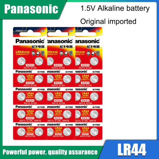 30-pack Panasonic LR44 1,5V Alkaline Knapp Batterier - MaxaLusten