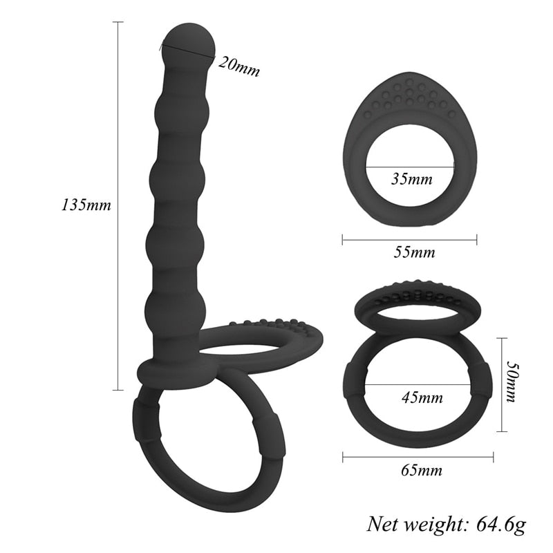 Penisring med anal-kulor - MaxaLusten