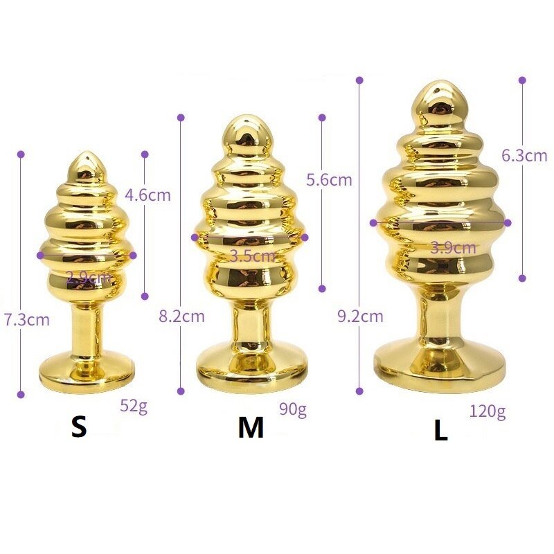 Set (3st) guldiga analpluggar - flera modeller - MaxaLusten